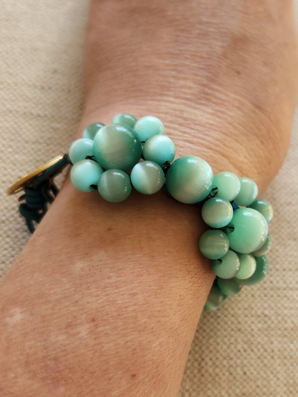 Turquoise Cat's Eye Floral Stretch Bracelet